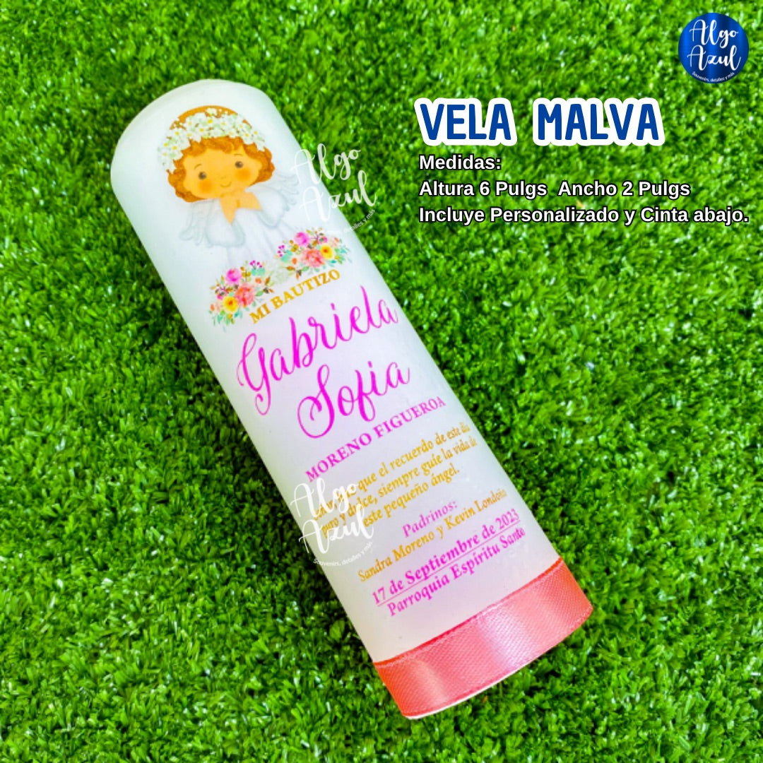 Vela para Bautizo - Malva